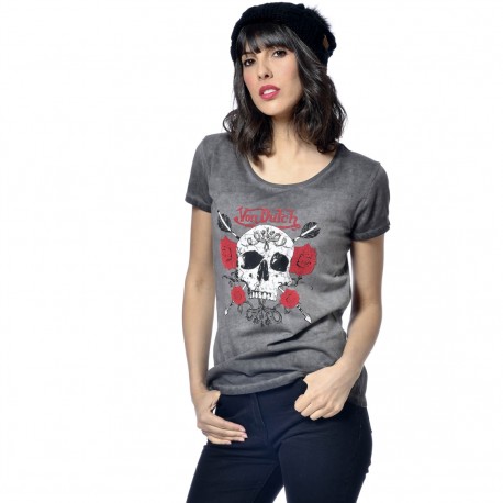 T-shirt Femme Von Dutch Megan Imprimé Gris