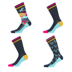 Lot de 4 Paires de Chaussettes de ville homme Fantaisie Tropic