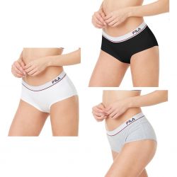 Lot de Boxers femme coton Fila 6047 Gris, Noir et Blanc