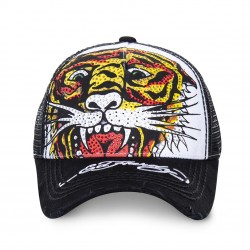 Casquette Baseball homme filet ED Hardy Tiger Noir et Blanc