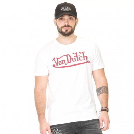 T-shirt homme Von Dutch Best Blanc Imprimé Rouge