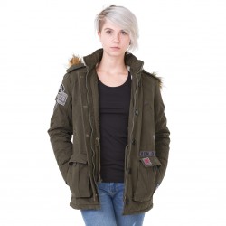 Veste à Capuche Fourrure Amovible Femme Von Dutch Stan Kaki