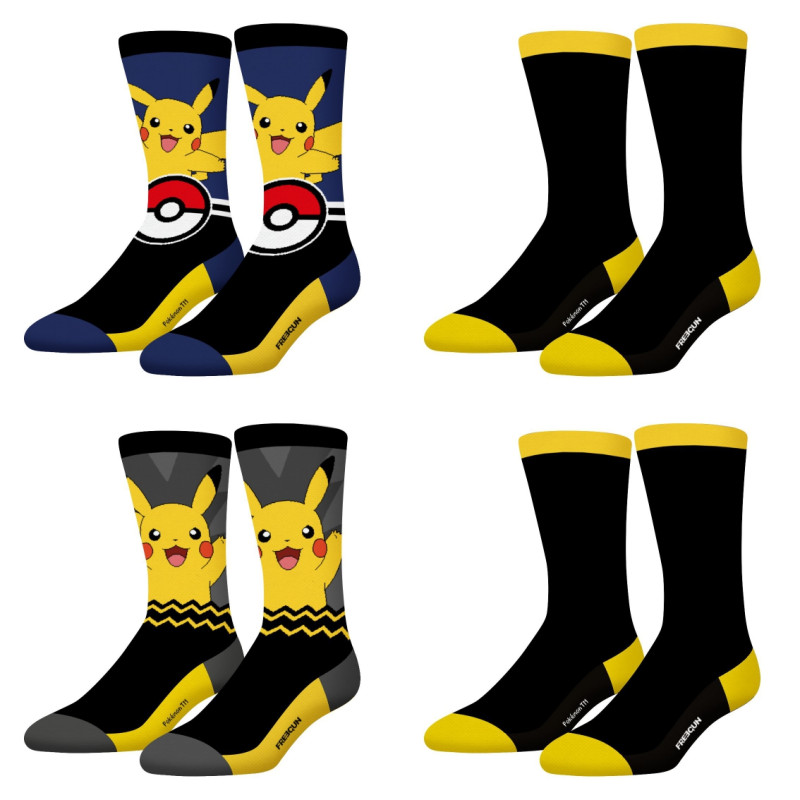Lot de 4 paires de chaussettes Homme Pokemon Pikachu