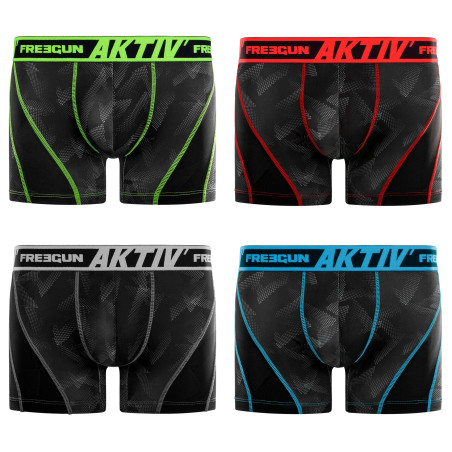 Lot de 4 Boxers homme Aktiv surpiqûres colorées