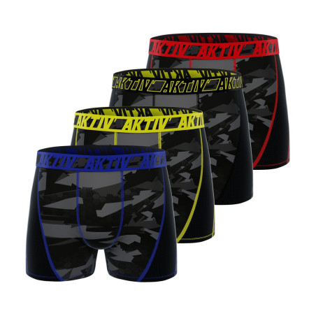 Lot de 4 Boxers homme Aktiv Fluo surpiqûres colorées
