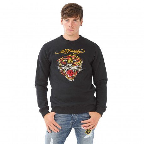 Sweat homme Ed Hardy Tiger Strass Noir