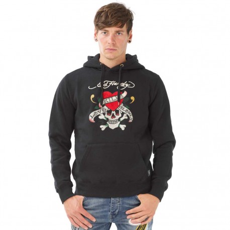 Sweat à capuche homme Ed Hardy Skull Strass Noir