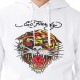 Sweat à capuche homme Ed Hardy Tiger Strass Blanc