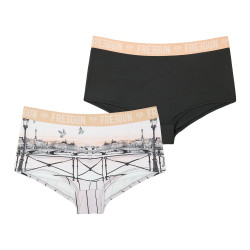 Lot de 2 shortys fille Romantic Cities Gris