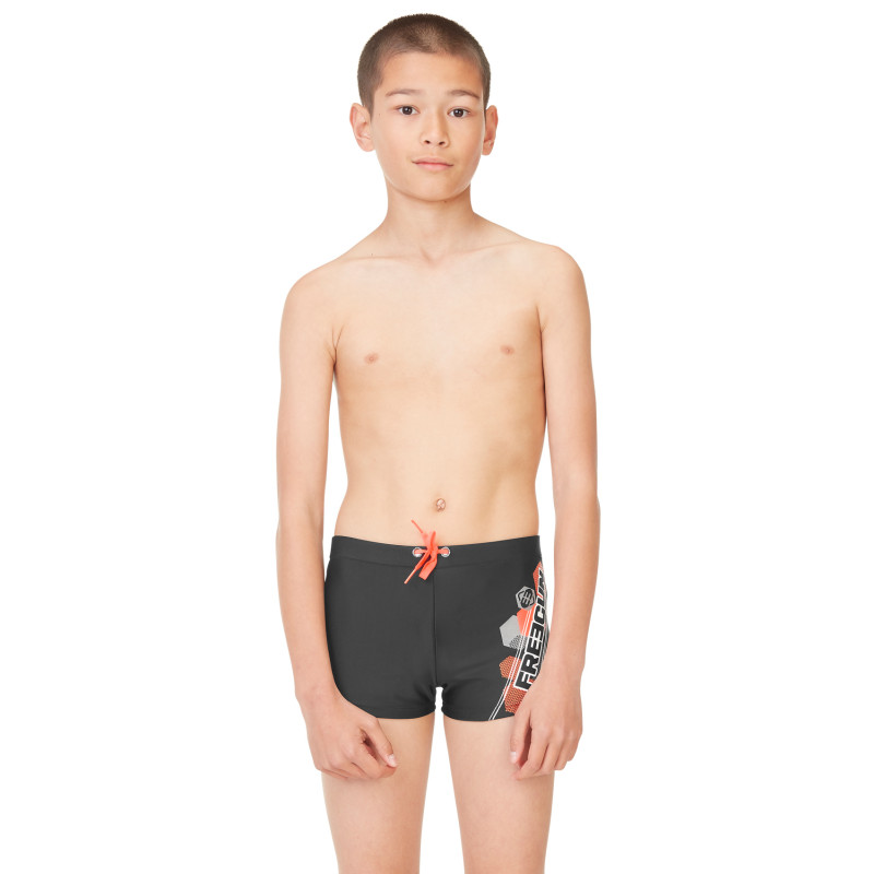 Boxer de Bain garçon uni avec logo rubber print