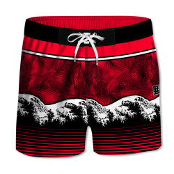 Boardshort court garçon avec ceinture demi-élastiquée