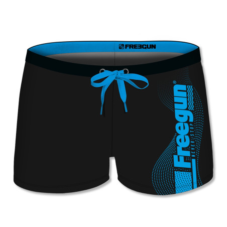 Boxer de bain garçon uni avec logo rubber print en couleur