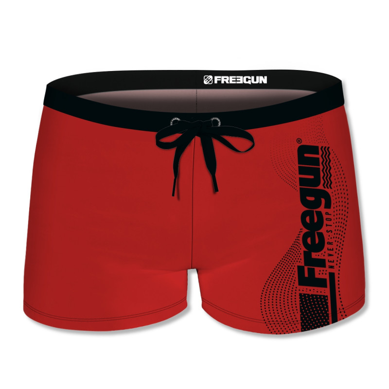 Boxer de bain garçon uni avec logo rubber print en couleur