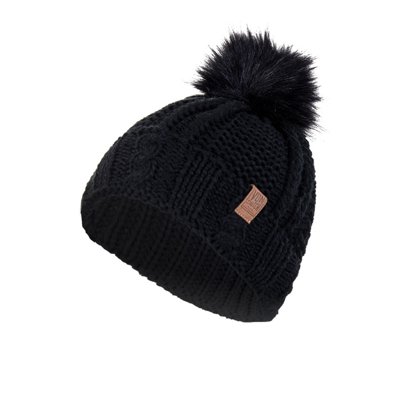 Bonnet femme avec pompom Noir