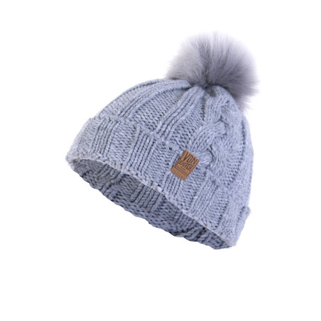 Bonnet femme avec pompon Gris