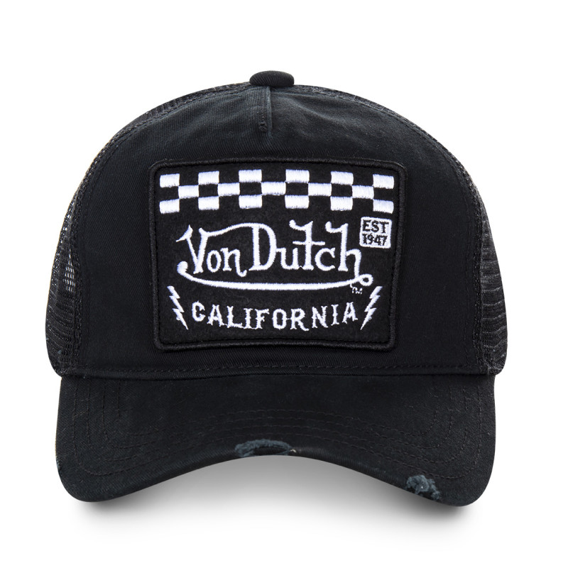 Casquette Trucker homme Ecusson Damier Noir