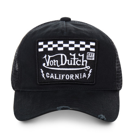 Casquette Trucker homme Ecusson Damier Noir