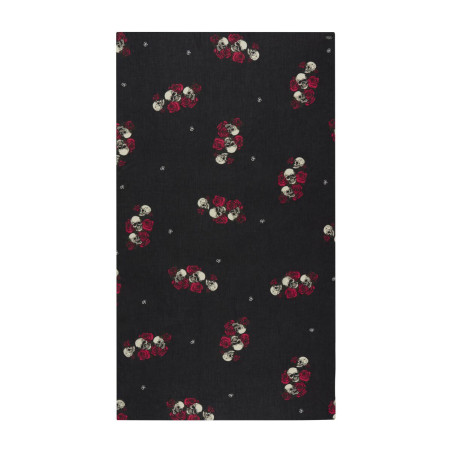 Chèche imprimé tête de mort et roses 90X180 cm