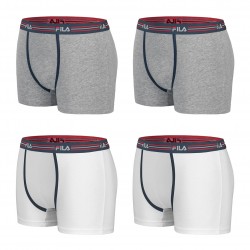 Lot de 4 Boxers homme FILA coton gris et blanc