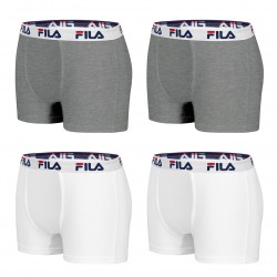 Lot de 4 Boxers homme FILA coton gris et blanc