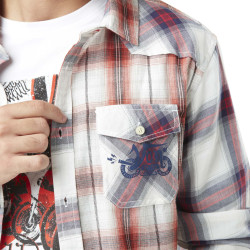 Chemise homme manche longues à carreaux sur poche en coton Check