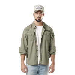 Chemise homme manche longues avec patch en coton Rudy