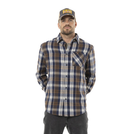 Chemise homme manches longues en flanelle à carreaux logo dos Tyler