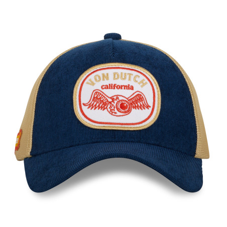 Casquette trucker velours avec filet souple Von Dutch Blue Corduroy