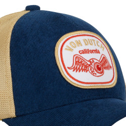 Casquette trucker velours avec filet souple Von Dutch Blue Corduroy