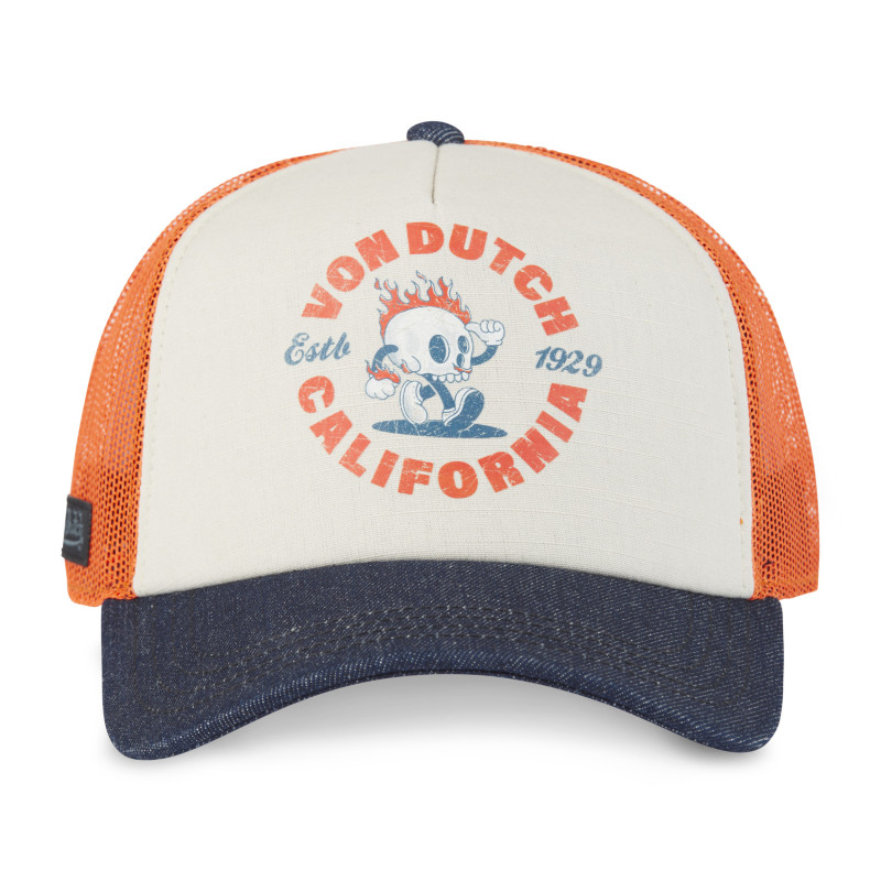 Casquette trucker avec filet effet bambou et print devant Crew