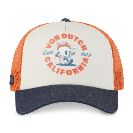 Casquette trucker avec filet effet bambou et print devant Crew