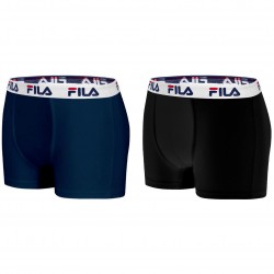 Lot de 2 Boxers Coton homme Fila 5016 Noir et Bleu