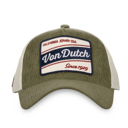 Casquette trucker velours avec filet souple Von Dutch Green Corduroy