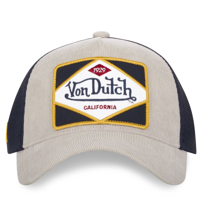 Casquette trucker en velours côtelé avec filet souple Von Dutch Grey