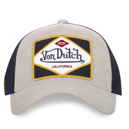 Casquette trucker en velours côtelé avec filet souple Von Dutch Grey