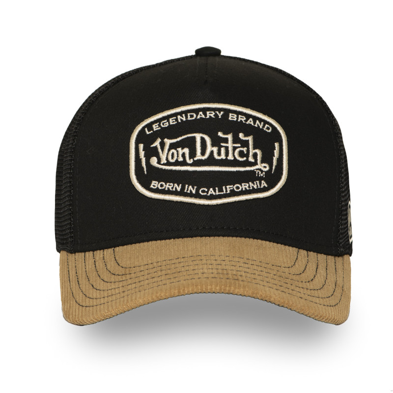 Casquette trucker semi curve visiere en velours avec badge