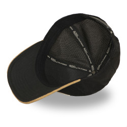 Casquette trucker semi curve visiere en velours avec badge