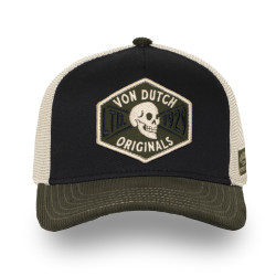 Casquette trucker semi curve visiere en velours avec badge