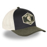 Casquette trucker semi curve visiere en velours avec badge Casquette trucker semi curve visiere en velours avec badge