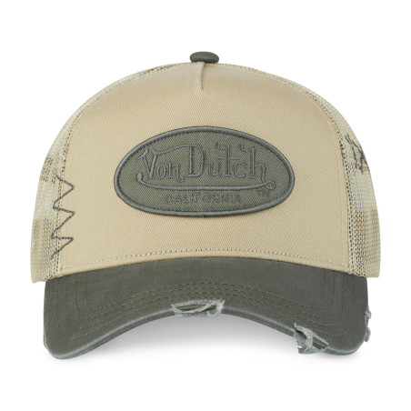 Casquette trucker avec filet effet usé et patch brodé Used