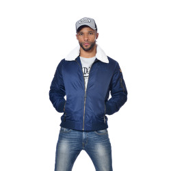 Bombers homme fausse fourrures et badge Chest
