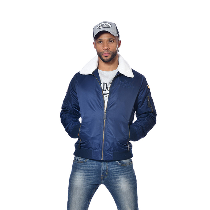 Bombers homme fausse fourrures et badge Chest