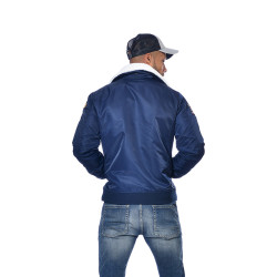 Bombers homme fausse fourrures et badge Chest