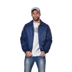 Bombers homme fausse fourrures et badge Chest