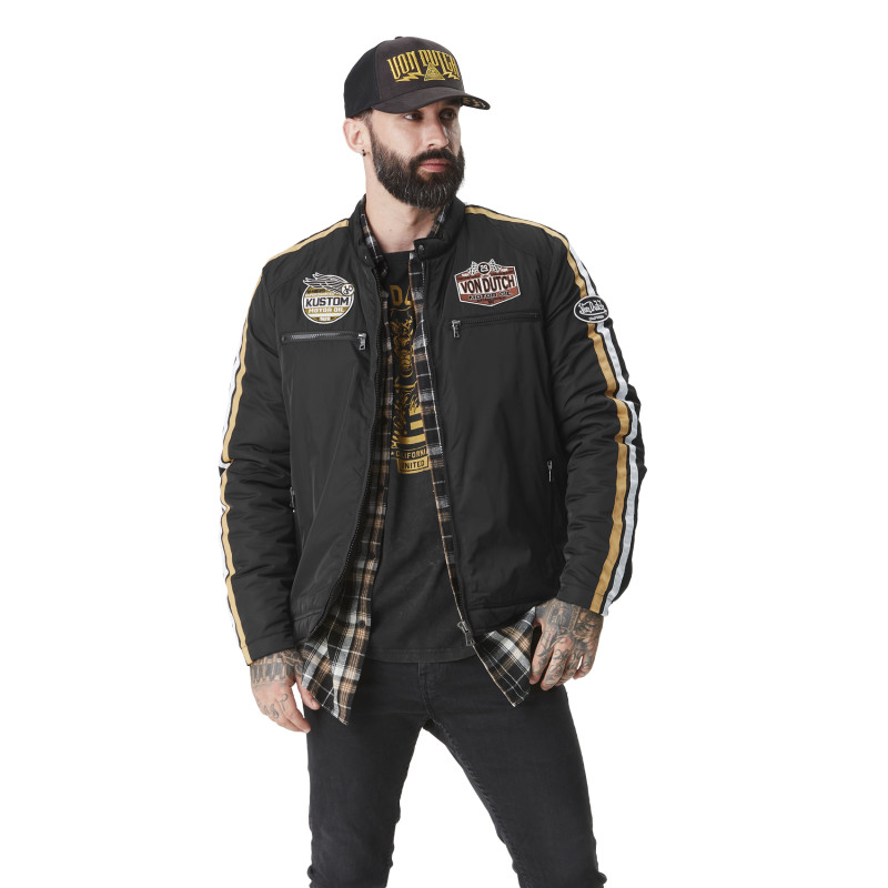 Veste homme motard avec badges Rallye Veste homme motard avec badges Rallye