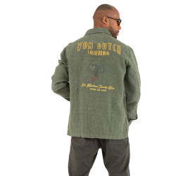 Veste avec broderies avec 4 poches en lin