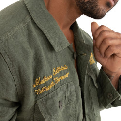 Veste avec broderies avec 4 poches en lin