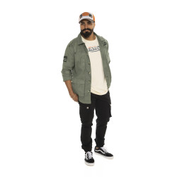 Veste militaire homme avec patchs en serge de coton Still