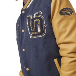 Bombers bi-matiére en feutrine avec écusson et broderie Varsity