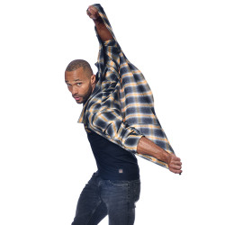 Chemise à carreaux avec badge tisse poche Jac